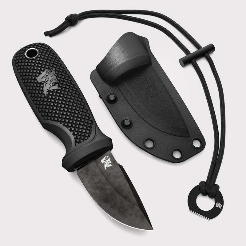 ODENWOLF W-MINI - EDC Neck Knife with Sheath and Necklace - Small EDC Fixed Blade Knife Necklace and Belt Clip - Pocket Fixed Blade Knives - Full Tang Neck Knife with Sheath Tactical and Fire Starter - Image 1